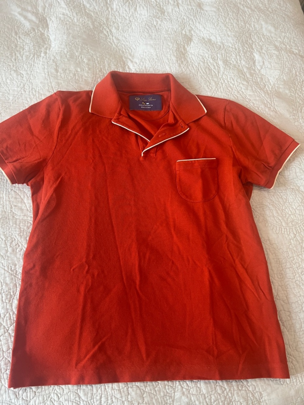 Loro Piana Red Polo with White Piping